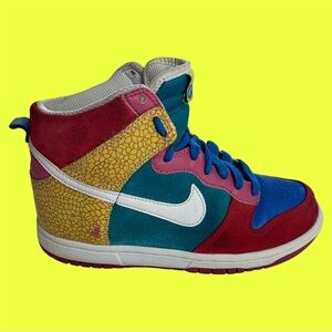 NIKE DUNK HI 6.0 HOT RED RAINBOW  MULTI COLOR SNEAKERS SIZE 6.5 VINTAGE